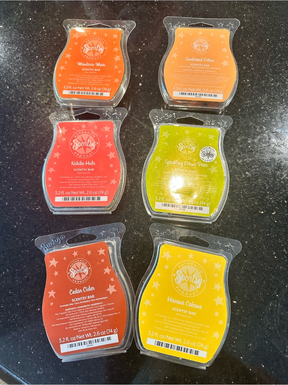 Scentsy Bright Citrus & Floral Wax Melt Set - Yellow, Orange, Red, Pink, Green